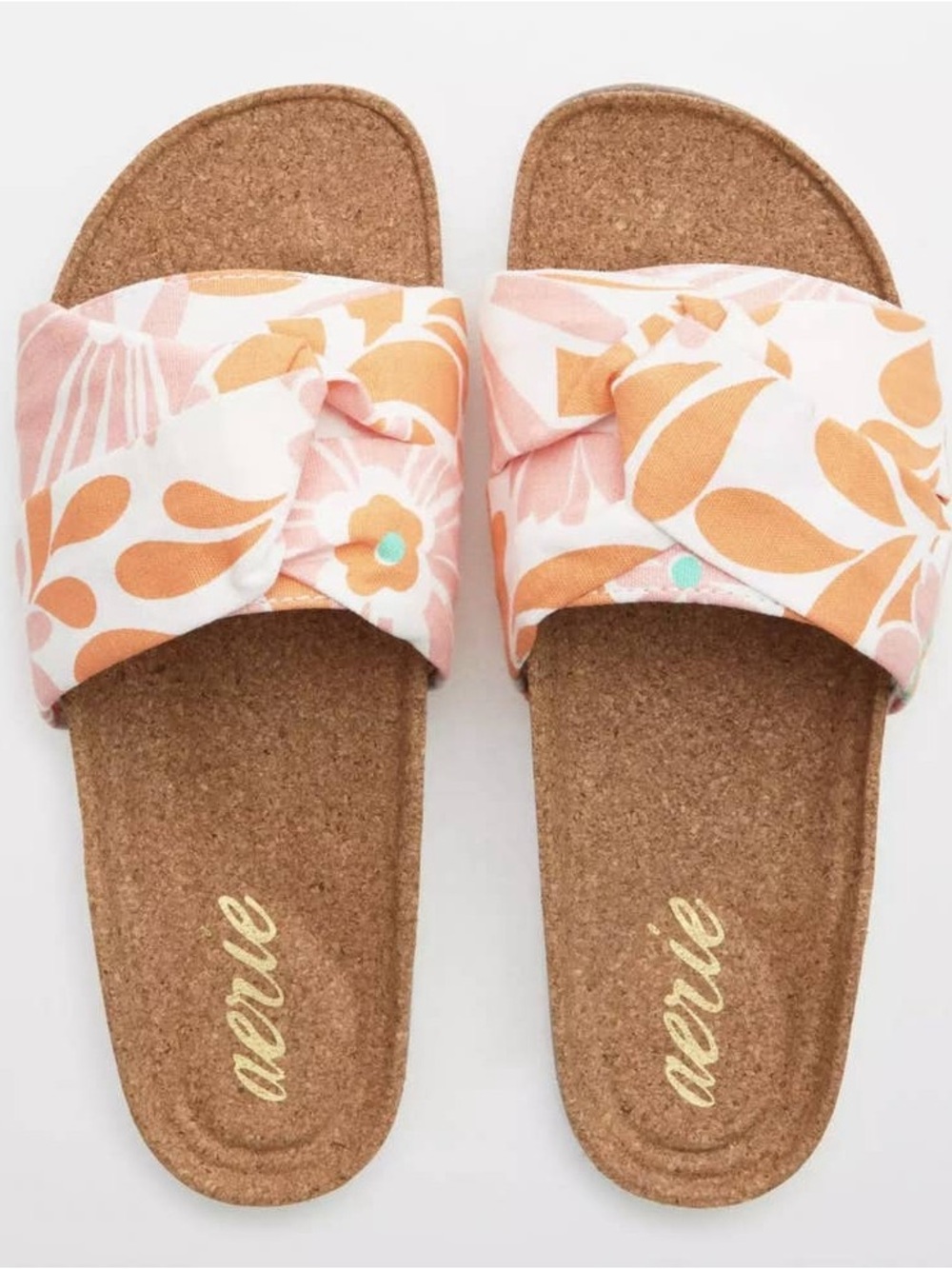 Aerie Pink and Orange Twist Slide Sandals Size 6 🆕